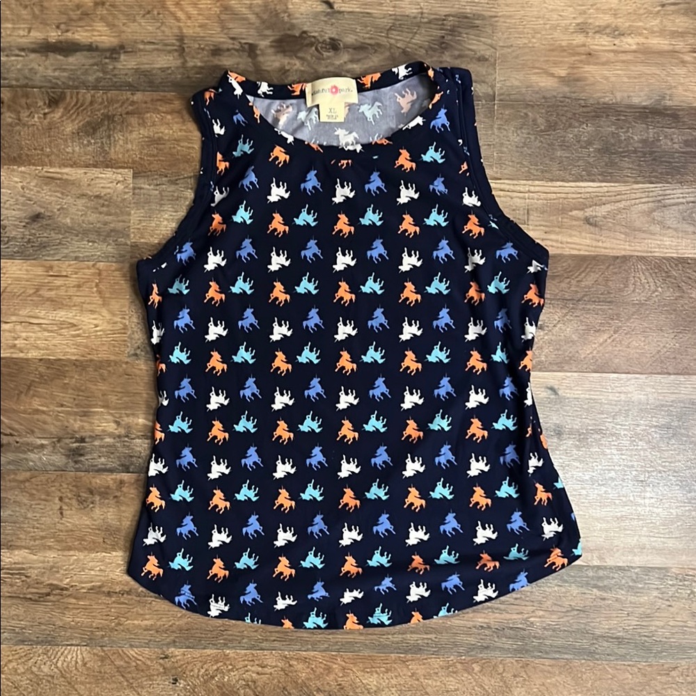 Wishful Park Navy Dinosaur Print Women's Tank Top